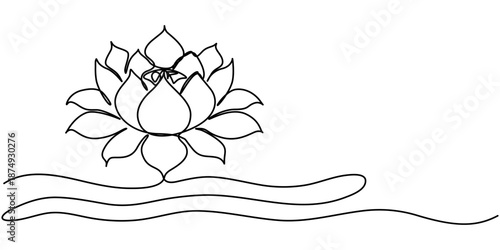 Continuous line drawing of lotus flower .one line  vector illustration  with out background, Continuous line drawing of lotus flower .one line  vector illustration  with out background. 