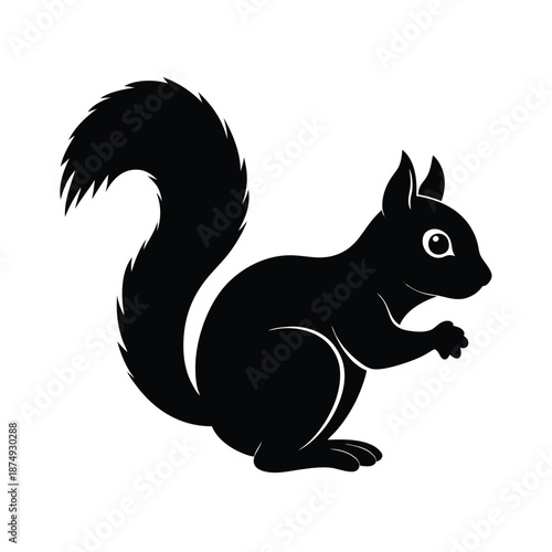 Squirrel Animal Vector Silhouette Isolated on White Background