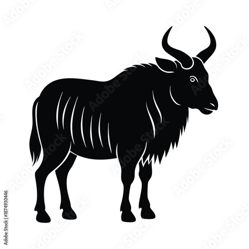 Takin Animal Vector Silhouette Isolated on White Background