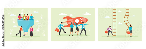 A marketing funnel or sales conversion. Entrepreneur or start up. Career ladder challenge.