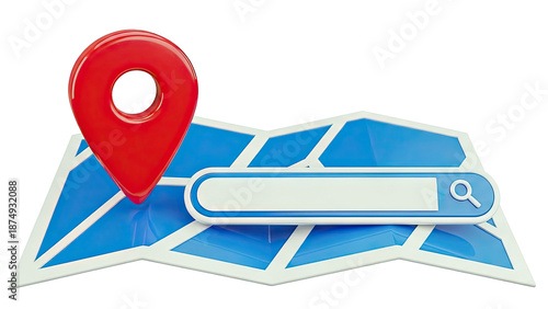 Free Download Location Pin, Map, and Search Bar 3D Render - GFXLoad