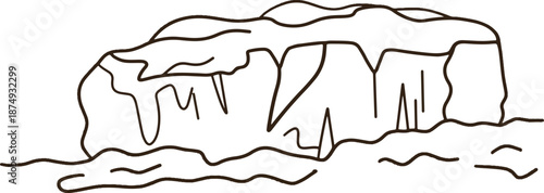 A painting of an iceberg floating in the sea.