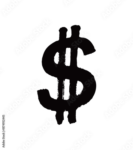 符号美元矢量书法手写毛笔字
