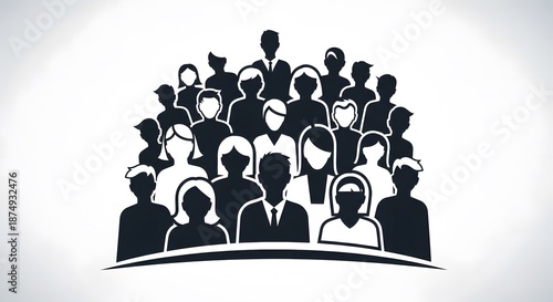 Large group of people silhouettes representing community and teamwork.