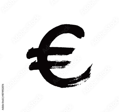 符号欧元矢量书法手写毛笔字
