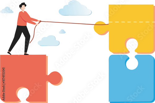 Missing puzzle pieces, starting a business, pulling new employees in, teamwork or teamwork problem solving, human resource management,