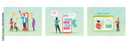 Customer support app concept. Chat bot virtual assistant abstract. Call center.