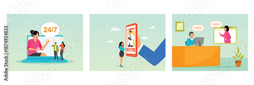 Online helping service concept.  Call to doctor. Online assistant