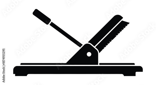 A stark black silhouette of a paper cutter tool showcasing its simple mechanical design silhouette