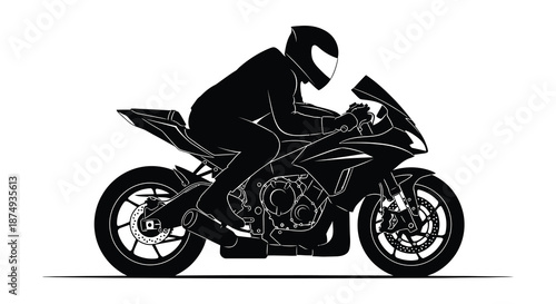 A dynamic illustration of a motorcycle rider in motion showcasing speed and power silhouette
