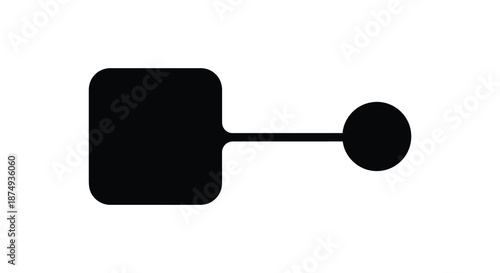 A simple black graphic depiction of a lever switch with a circular component silhouette