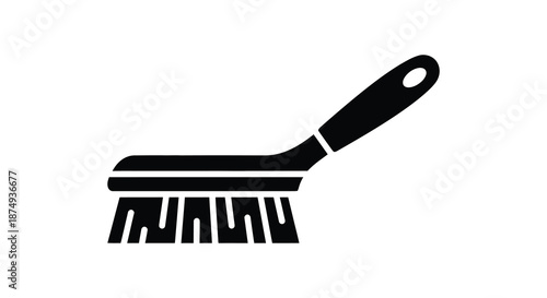 A striking black silhouette of a paintbrush showcasing its classic form and design silhouette