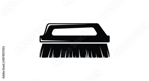 A striking black brush design simple form and texture isolated on a white background silhouette