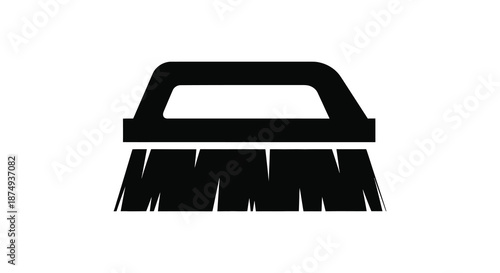 A striking black silhouette of a cleaning brush with bristles simple design silhouette