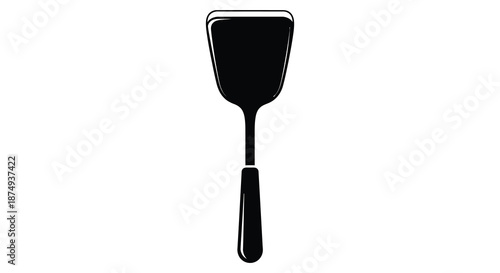 A stark black spatula presented against a white background a simple kitchen tool silhouette