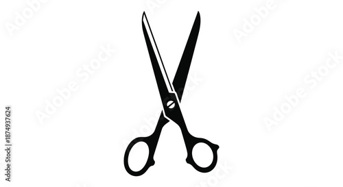 A striking black and white image of open scissors showcasing a bold defined silhouette