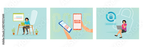 Wrong password concept. Two factor authentication verification.  Create new password.