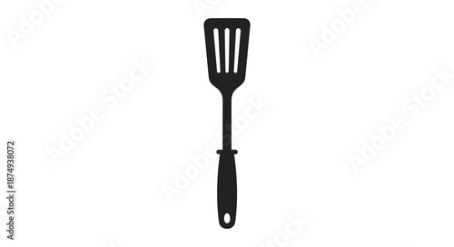 A stark black spatula tool presented in a simple minimalist style silhouette