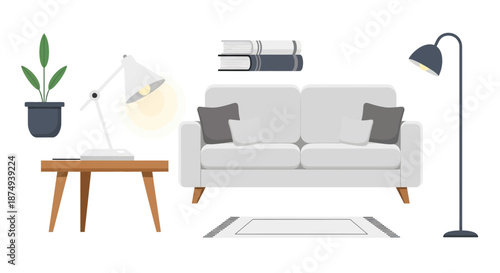 Cozy Living Room Interior with Modern Furniture and Decor.