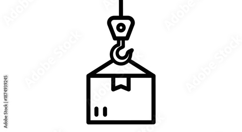 Crane Lifting a Box - Logistics and Delivery Icon.