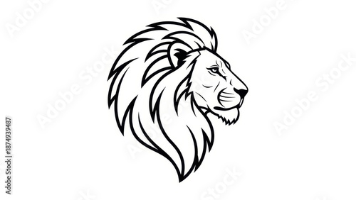 Wallpaper Mural Lion Head Silhouette, Majestic Mane, Black and White Vector Art Torontodigital.ca
