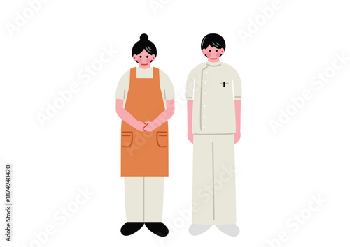 介護士の若い男女のイラスト