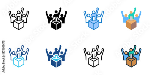 Election Volunteers icons set multiple style collection. Editable stroke 
