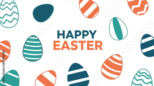 Happy Easter Greetings with Colorful Egg Decorations and Festive Patterns