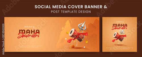 set of happy maha shivratri festival social media cover and post template