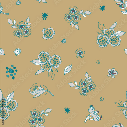 Golden Cottage Floral Scatter Pattern