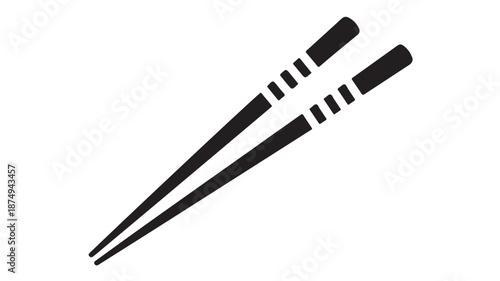 Chopsticks in minimalist design with black color and simple texture for Asian cuisine