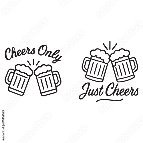 Elegant Beer Toast Line Art Vector for Festive Celebration and Oktoberfest