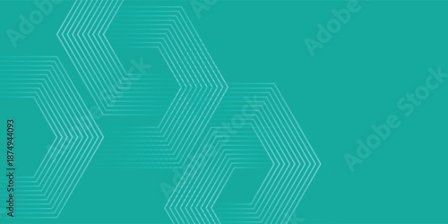 Futuristic Teal Hexagonal Line Art Background