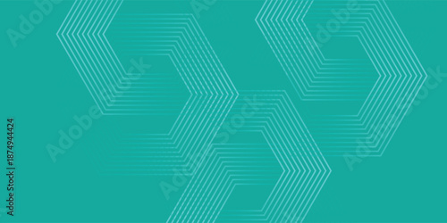 Futuristic Teal Hexagonal Line Art Background