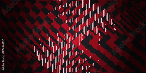 Symmetrical Ruby and Onyx Star-Mandala with Seamless Woven Radiating Flower Pattern