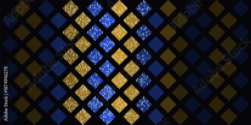 Symmetrical Royal Nakshi Tapestry with Seamless Woven Flower Diamonds and Metallic Shading