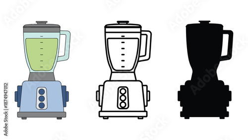 Three blenders in different styles on a white background illustration