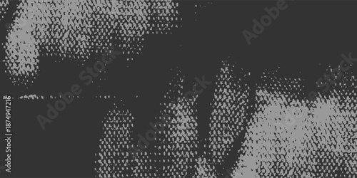 Abstract Gray Halftone Pointillism on Black Background