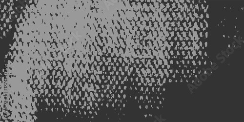 Abstract Gray Halftone Pointillism on Black Background