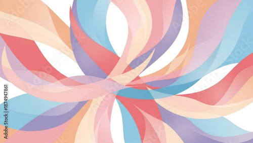 Vibrant pastel colorful swirling abstract design on white background