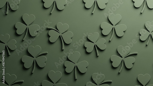 Dark green background with embossed shamrocks pattern