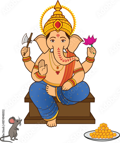 Lord Ganesh or Ganpati bappa  with Mooshika