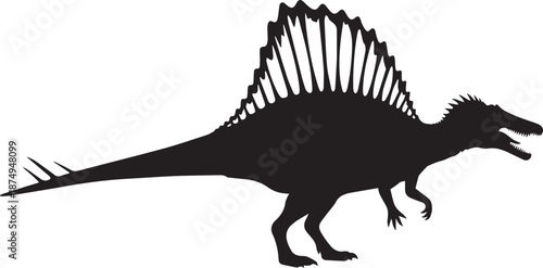 Spinosaurus dinosaur Silhouette vector black on a white background