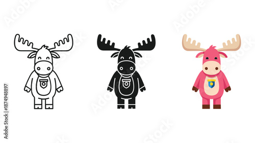 Cartoon moose character design variations