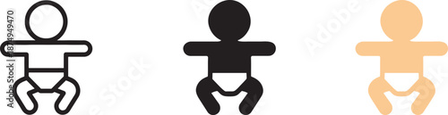 Color and silhouette baby icon set for childcare, parenting, newborn and family design.