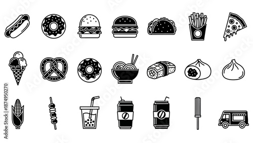 Collection of Fast Food Icons and Symbols.