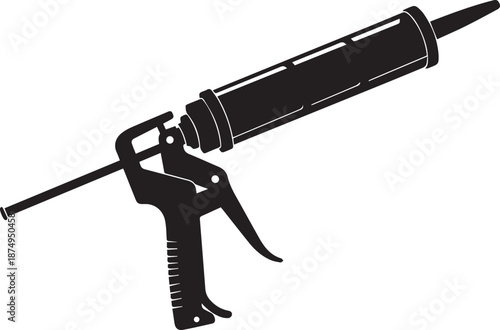 Caulk gun applicator Silhouette vector black on a white background