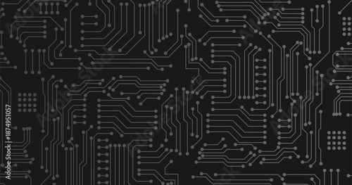 Grey technology on black background.2d illustration Abstract futuristic electronic circuit technology background science background.