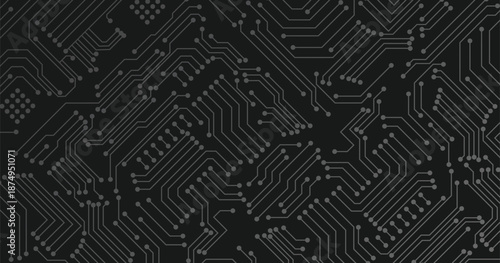 Grey technology on black background.2d illustration Abstract futuristic electronic circuit technology background science background.