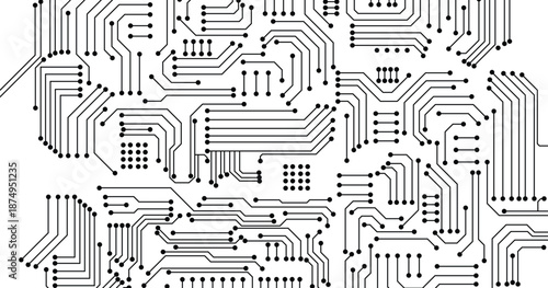 Black line circuit computer technology futuristic on white background design creative vector 